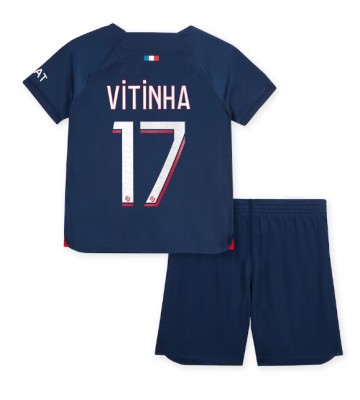 Maillot de foot Paris Saint-Germain Vitinha Ferreira #17 Domicile enfant 2023-24 Manches Courte (+ pantalon court)